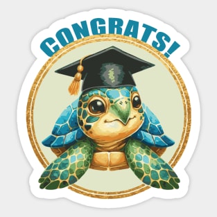 Congrats Graduation Turtle Sticker